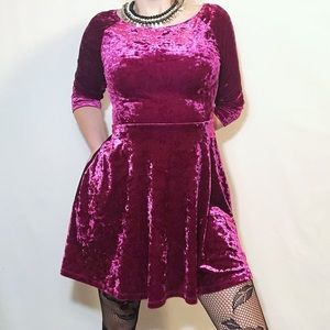 Forever 21 scoop neck crushed velvet skater dress